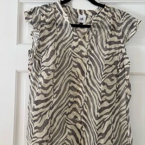 CAbi Black and White Zebra Print Blouse